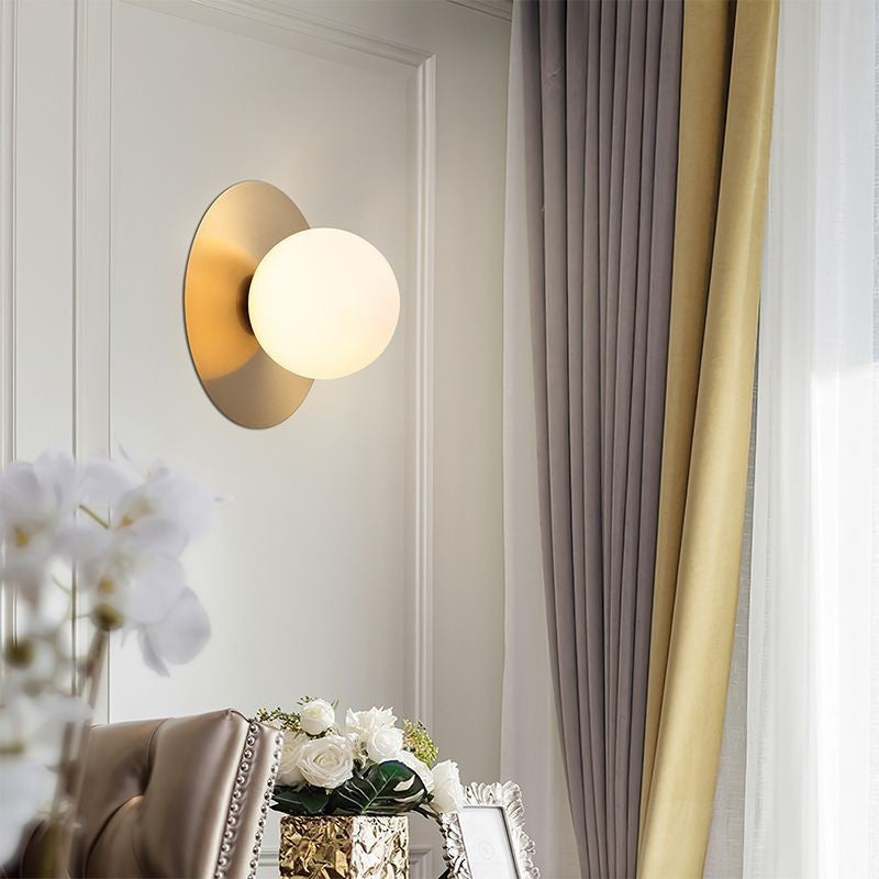 Modern Disc Wall Sconce Minimalist Art Lights Glass Ball Lamp | heparts