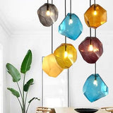 Geometric Glass Chandelier Modern Crystal Personality Creative Shaped Glass Aisle Colored Ice Stone