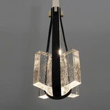 Modern Leather Strap Frosted Glass Pendant Light | Elegant Cube Chandelier