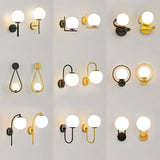 Modern Spherical Glass Wall Sconce Metal Wall Light