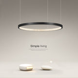 Modern Black Copper Ring LED Pendant Light Fixture Chandelier Lamp Dimmable