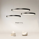 Modern Black Copper Ring LED Pendant Light Fixture Chandelier Lamp Dimmable