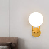 Modern Spherical Glass Wall Sconce Metal Wall Light