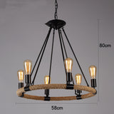 Rustic Industrial Rope Chandelier Vintage Edison Bulb Pendant Light Fixture