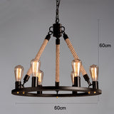 Rustic Industrial Rope Chandelier Vintage Edison Bulb Pendant Light Fixture
