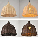 Retro Rustic Pendant Light Shades Rattan Boho Bamboo Weave Lamp