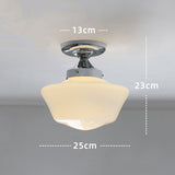 Rustic Farmhouse Ceiling Light Flush-Mount Fixture  White Glass Shade Pendant Fixture With Chrome Canopy
