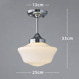 Rustic Farmhouse Ceiling Light Flush-Mount Fixture  White Glass Shade Pendant Fixture With Chrome Canopy