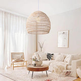 Woven Dome Rattan Pendant Light Vintage Hanging Lamp Shades Natural Twine