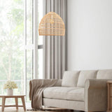 Woven Dome Rattan Pendant Light Vintage Hanging Lamp Shades Natural Twine