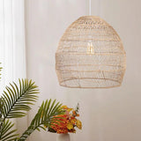 Woven Dome Rattan Pendant Light Vintage Hanging Lamp Shades Natural Twine