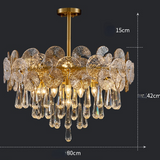 D60cm-D80cm Chandelier Gold Crystal Flush Mount Lights Modern Metal Electroplated 110-240V