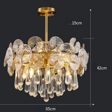D60cm-D80cm Chandelier Gold Crystal Flush Mount Lights Modern Metal Electroplated 110-240V