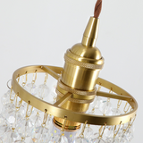 Brass Vintage Crystal Chandelier Handmade Shell Wind Bell Bar Island  Pendant Lighting