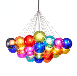 DIY Multi-Colored Bubbles Modern Chandelier Glass Ball Stairs Bedroom Creative Kids Room Pendant Light Restaurant Bubble Light Glass Chandelier G4 LED - heparts
