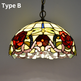 12Inch Rose Tiffany Lamp Creative Round Ambient Light Chandelier Decorative Lamp