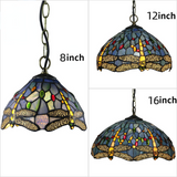 Tiffany Pastoral Retro Dragonfly Ceiling Lamp Creative Color Glass Pendant Lighting  Iron Single Head Chandelier