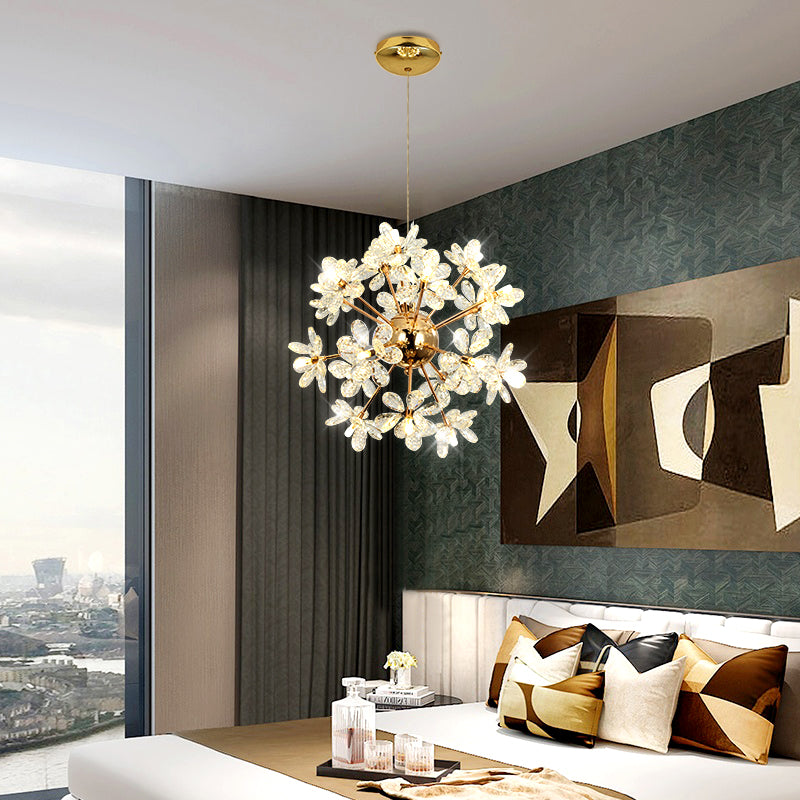 18 24 32 Lights Crystal Flower Chandelier Pendant Light Luxury Creative LED G4