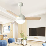 36"/42" LED Ceiling Fan Lamp Modern Dining Room 3 Blades Semi Flush Mounted Light with Dome Acrylic Shade in Macaron