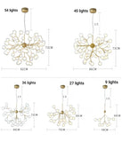 9/27/36/45/54/63-Lights Globe Glass Novelty Sputnik Chandelier Ambient Light Painted Finishes Metal Glass Creative Bulb Included G4 - heparts