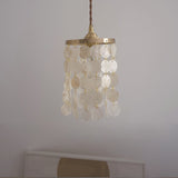Brass Vintage Crystal Chandelier Handmade Shell Wind Bell Bar Island  Pendant Lighting