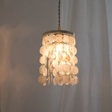 Brass Vintage Crystal Chandelier Handmade Shell Wind Bell Bar Island  Pendant Lighting