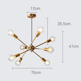 Atomic 4 Rotatable Arms INS Sputnik Starburst Raw Brass Modern Ceiling Light E26/E27