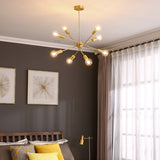 Atomic 4 Rotatable Arms INS Sputnik Starburst Raw Brass Modern Ceiling Light E26/E27
