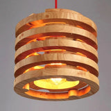 Modern Wood Drum Pendant Light Ambient Light - heparts