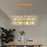LED Chandeliers Firework Stainless Steel Crystal Island Pendant Lighting With 12-Lights G9 Bulb - heparts