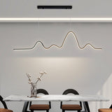 Simple Long Bar Heterosexual LED Chandelier Aluminum Silica Gel Island Painted Finishes Modern