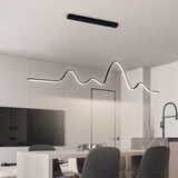 Simple Long Bar Heterosexual LED Chandelier Aluminum Silica Gel Island Painted Finishes Modern