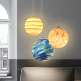 Planet/Star Pendant Lamp 3D Printing Ceiling Light E26/E27 LED Bulb Ceiling Light for Home, Office, Bars and Cafe - heparts