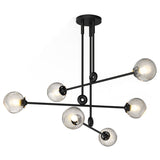 6-Lights Sputnik Lights Nordic Living Room Simple Post-modern Creative Light Luxury Hammer Pattern Glass Hanging Lamps Pendant Lighting