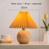 Vintage Rattan Lamp Table Korean Table Lamps for Bedroom Lamp Living Room Light Home Deco Creative Pleats Lamp with Led