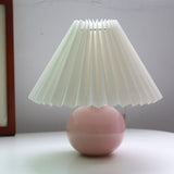 Vintage Rattan Lamp Table Korean Table Lamps for Bedroom Lamp Living Room Light Home Deco Creative Pleats Lamp with Led