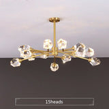 Luxury K9 Crystal Led Chandeliers Light Fixtures Modern Copper Hanging Lamp Pendant Lustre for Bedroom Led Suspension Luminaire