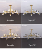 Luxury K9 Crystal Led Chandeliers Light Fixtures Modern Copper Hanging Lamp Pendant Lustre for Bedroom Led Suspension Luminaire