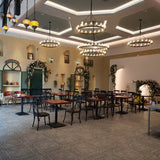 Rustic Industrial Iron Wagon Wheel Chandelier - Farmhouse Loft Vintage Black Metal Ring Pendant Light Fixture