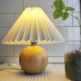 Vintage Rattan Lamp Table Korean Table Lamps for Bedroom Lamp Living Room Light Home Deco Creative Pleats Lamp with Led