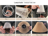 Vintage Rattan Lamp Table Korean Table Lamps for Bedroom Lamp Living Room Light Home Deco Creative Pleats Lamp with Led