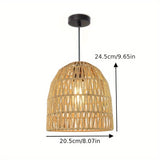 Cecilio Bamboo Weaving Perforated Dome Hanging Pendant Ceiling Light