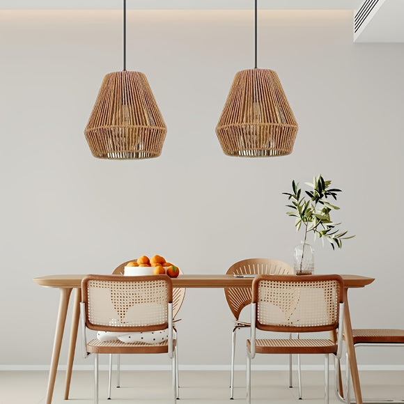 Hand-Woven Jute Rope Tapered Chandelier - Farmhouse Style
