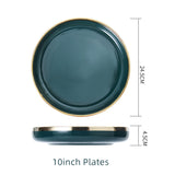 Green Cutlery Bowls Set Gold-plated Ceramic Plates Cooking Dishes Rice Bowls Porcelain Plate Kitchen Utensils