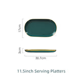 Green Cutlery Bowls Set Gold-plated Ceramic Plates Cooking Dishes Rice Bowls Porcelain Plate Kitchen Utensils