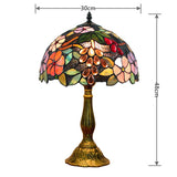 12-Inch Tiffany Style Floral and Grape Stained Glass Table Lamp - Handcrafted Wavy Edge Desk Lamp