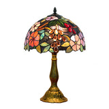 12-Inch Tiffany Style Floral and Grape Stained Glass Table Lamp - Handcrafted Wavy Edge Desk Lamp