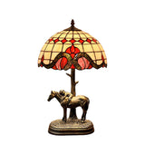 12-Inch Tiffany Style Stained Glass Table Lamp with Antique Bronze Horse & Rider Sculptural Base
