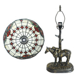 12-Inch Tiffany Style Stained Glass Table Lamp with Antique Bronze Horse & Rider Sculptural Base