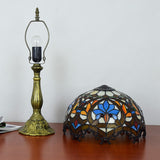12-Inch Tiffany Style Stained Glass Table Lamp with Antique Resin Base - Floral Art Desk Lamp
